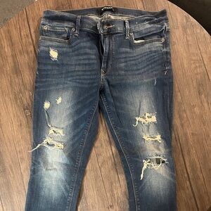 Express Women’s Dark Blue Distressed Skinny Jeans